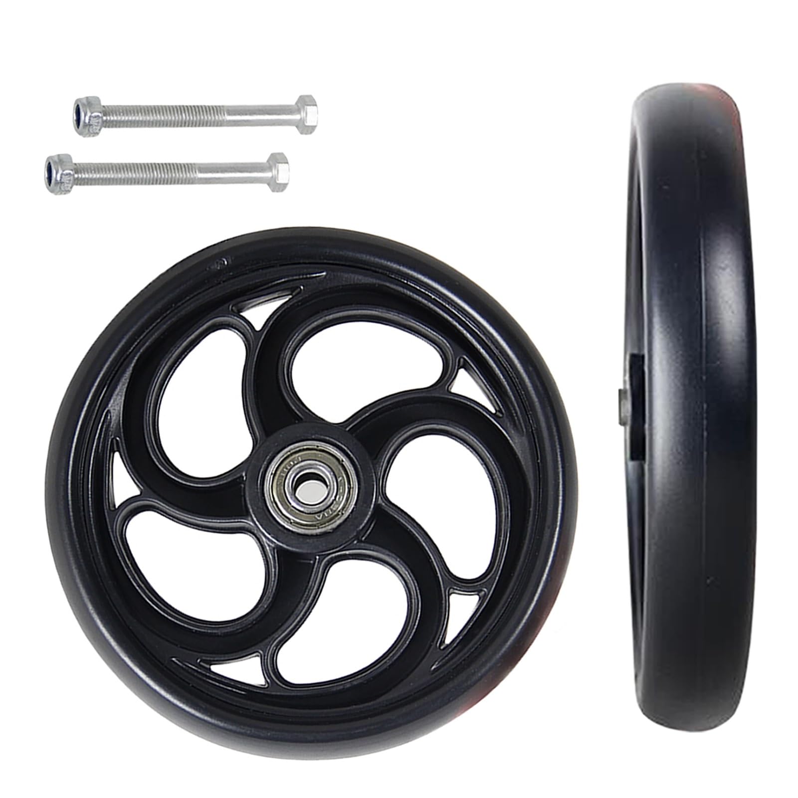 BEdaw Rueda de Repuesto de 2 Piezas para Andadores, Rueda Delantera de Neumáticos Sólidos, Rueda Antideslizante Silenciosa, Rueda Trasera para Silla de Ruedas de 5", 6" Y 8", para Muchas Sillas de R