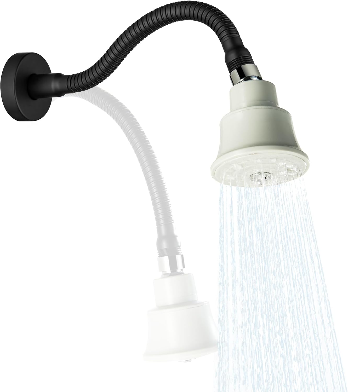 Adjustable Shower Arm with 3" High Pressure Shower Head, Powerful Pressure Boosting Rain Showerhead with Adjustable Swivel Brass Ball Joint