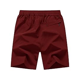 TBMPOY Men\'s 7 Hiking Shorts Outdoor Sports Quick Dry Gym Running Short Zipper Pockets Wine Red XL