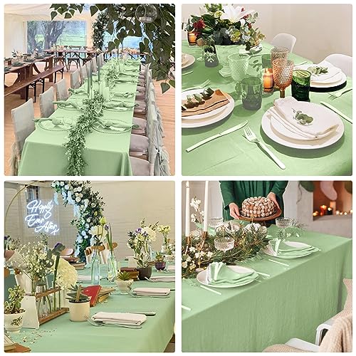 Image of 4 Pack Rectangle Tablecloth 60x126 Inch Sage Green Table Cloth for 8 Foot Rectangle Tables Washable Polyester Table Cover for Wedding Dining Tables Parties Banquet(60x126 Sage Green)