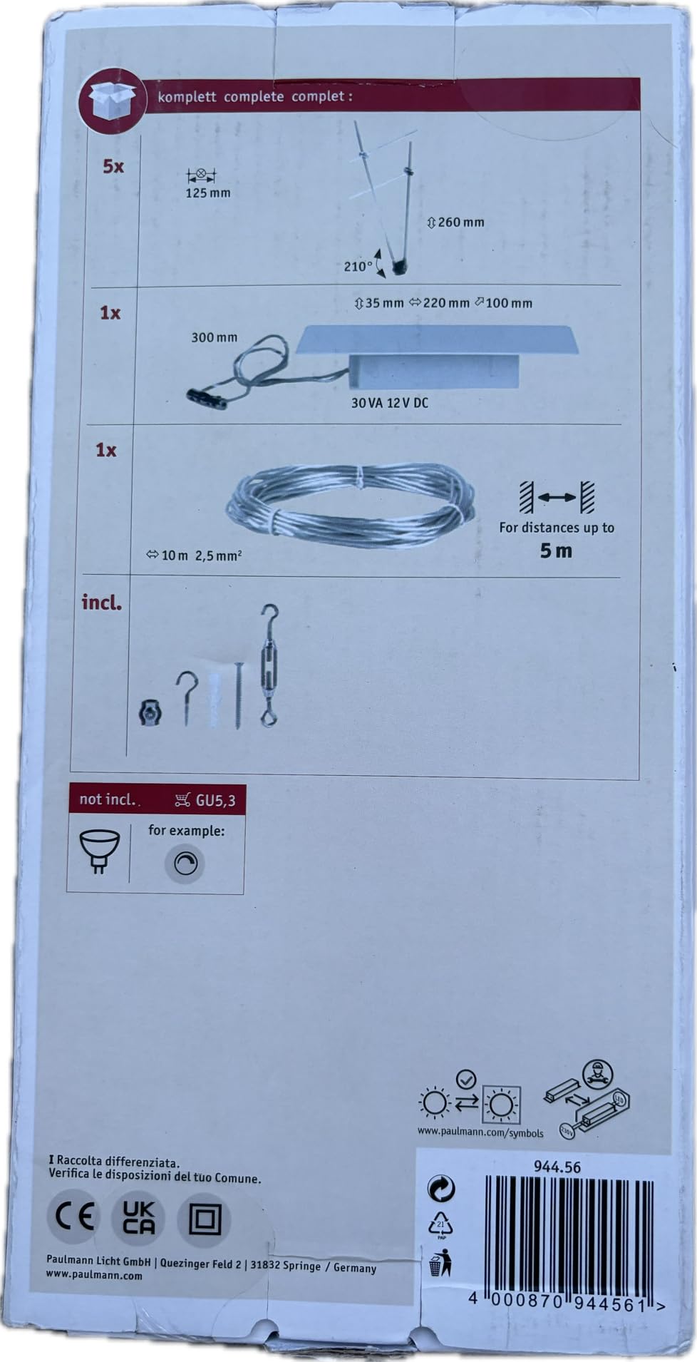 Paulmann - Sistema de cables (5 x 10 W, GU5,3, cromo)