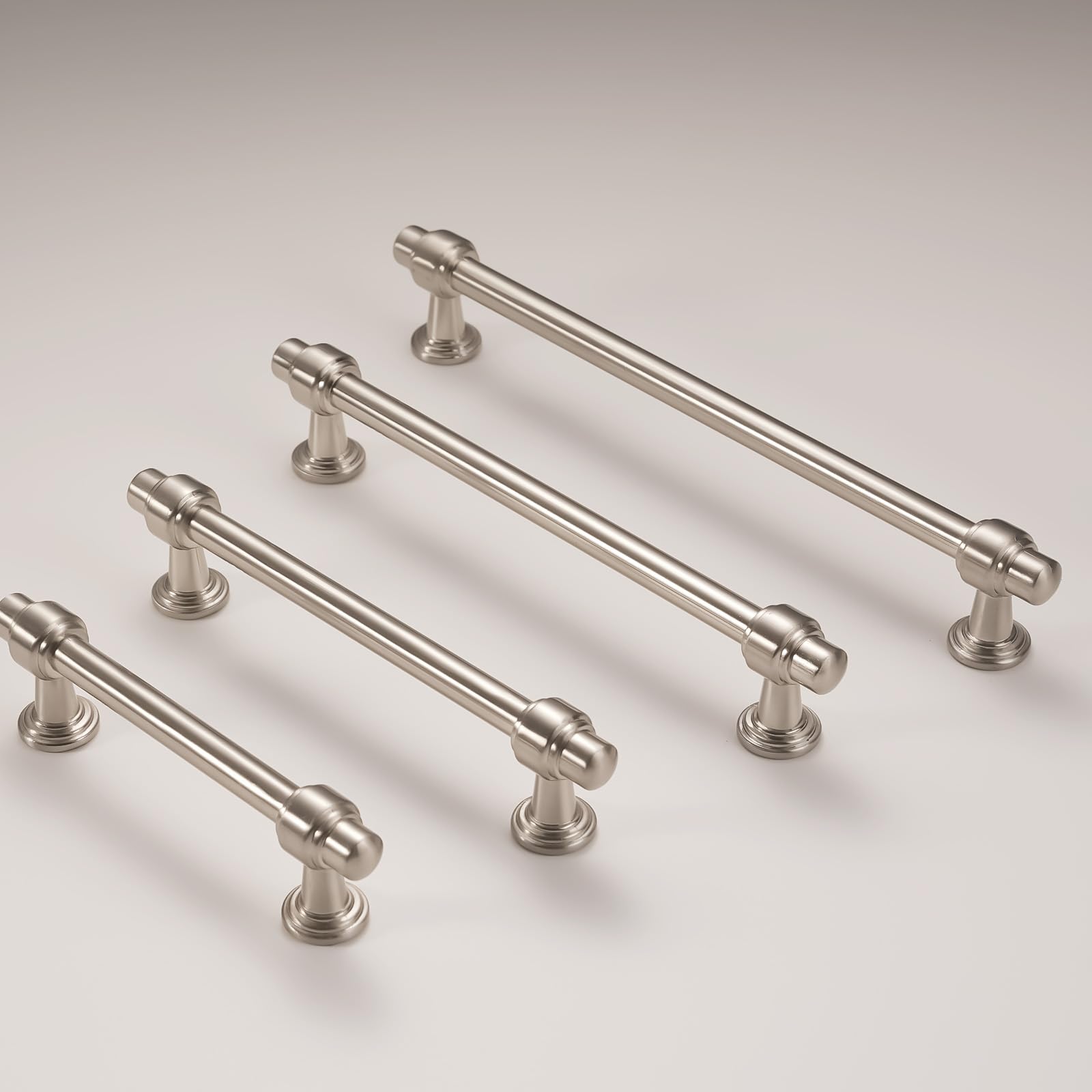 Küchenschrankgriffe, gebürstetes Satin-Nickel, silberfarben, Schubladengriffe, Zinklegierung, 320 mm, 10 Stück