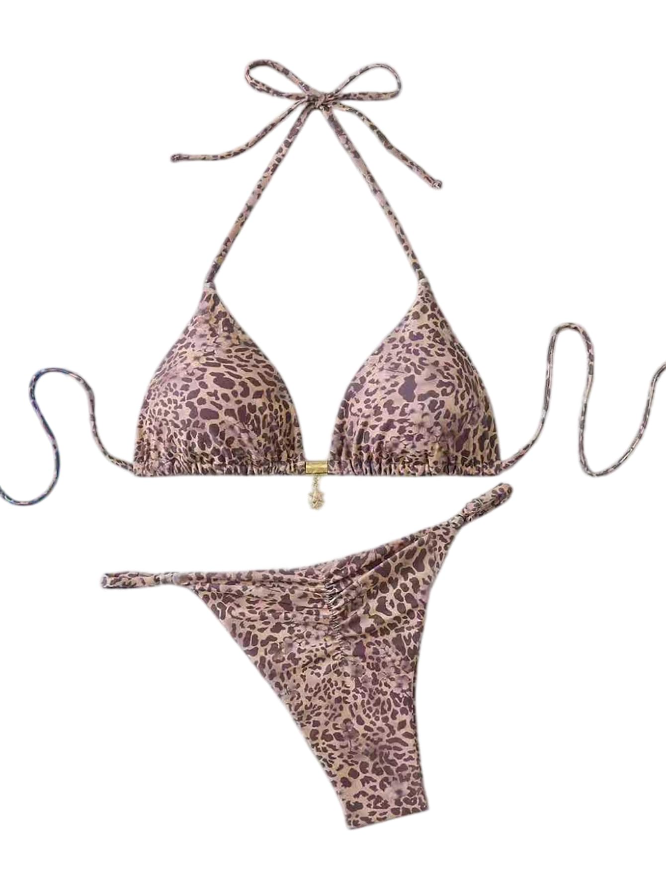 Photo 1 of Tainehs Women's Brazillian Triangle Thong Bikini Set Sexy String Two Piece Swimsuit Bathing Suit small