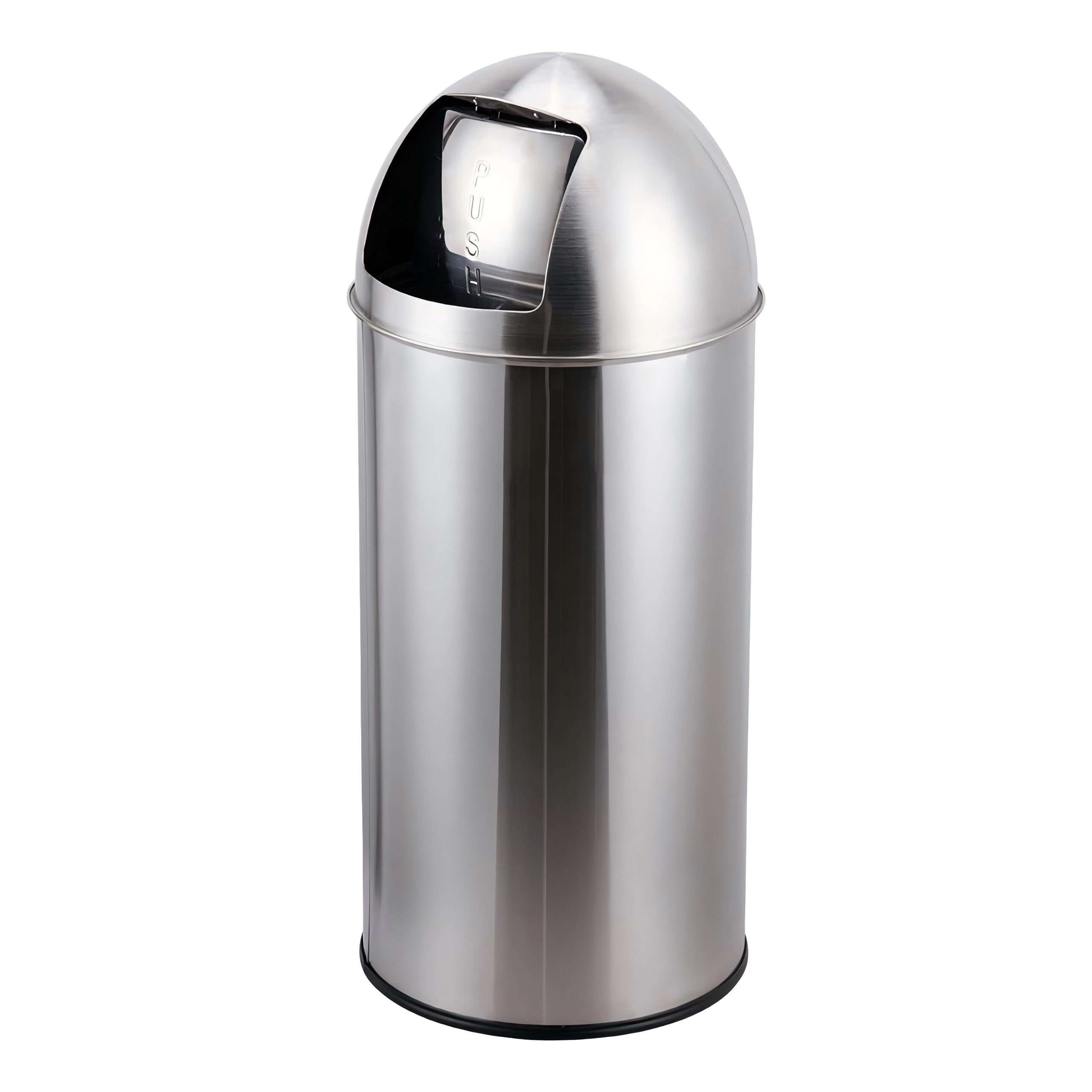 Relaxdays Cubo de basura, 70 L tapa a presión, acero inoxidable, plateado | Cubo interior extraíble con asa, cocina, baño