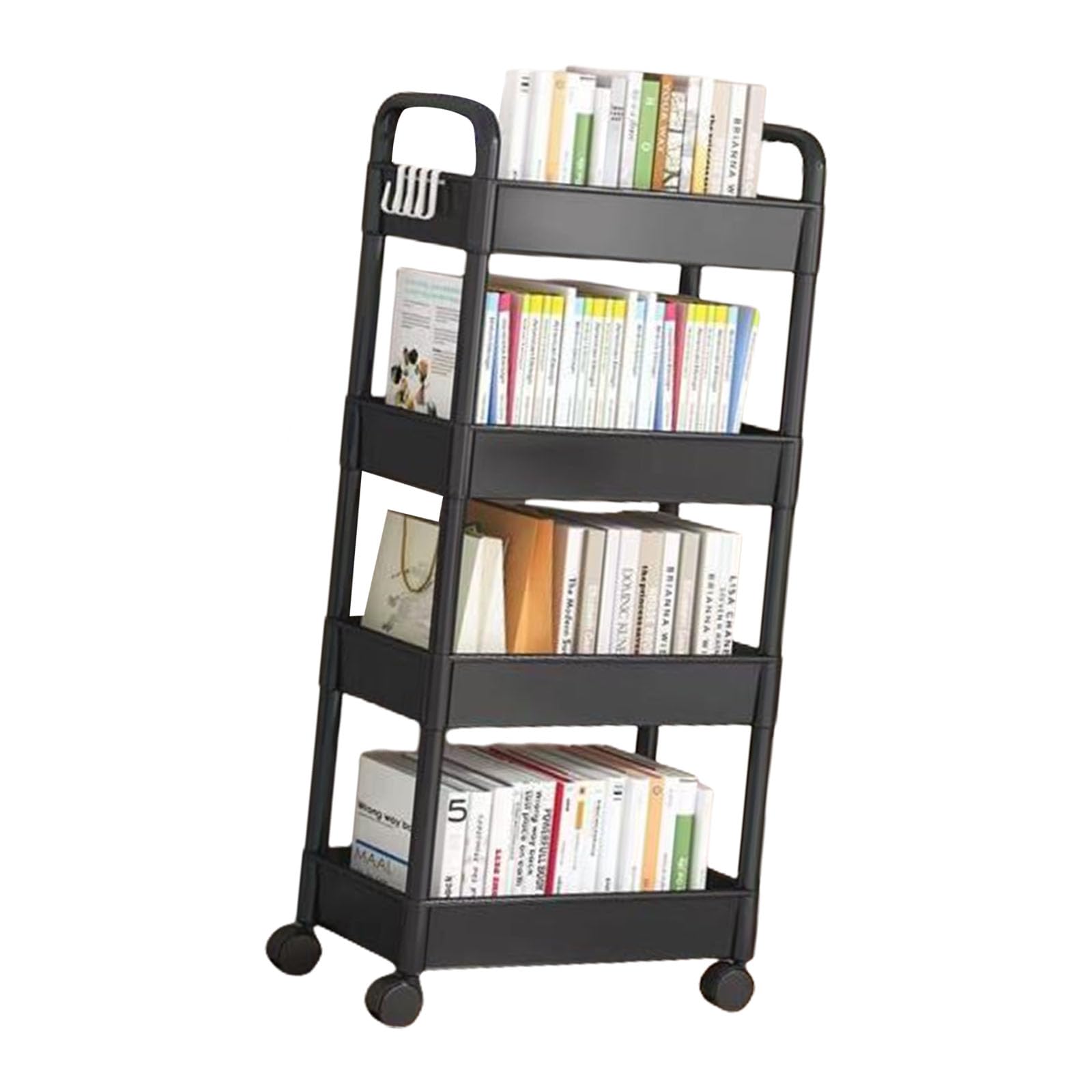 MHADBKH 4 Tiers Rolling Cart for Snacks and Beverages Removable Storage Rack Trolley with for and School Use Movable Shelf for Bedroom Organization