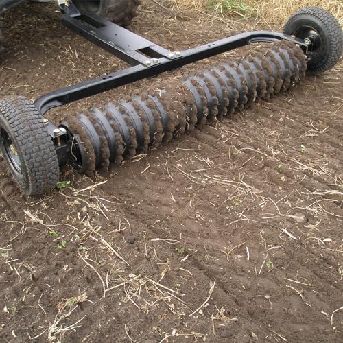 Field Tuff 72 Inch Cultipacker 3 Point Hitch Black Durable Agricultural Implement for Soil Preparation and Seed Bed Firming, Black
