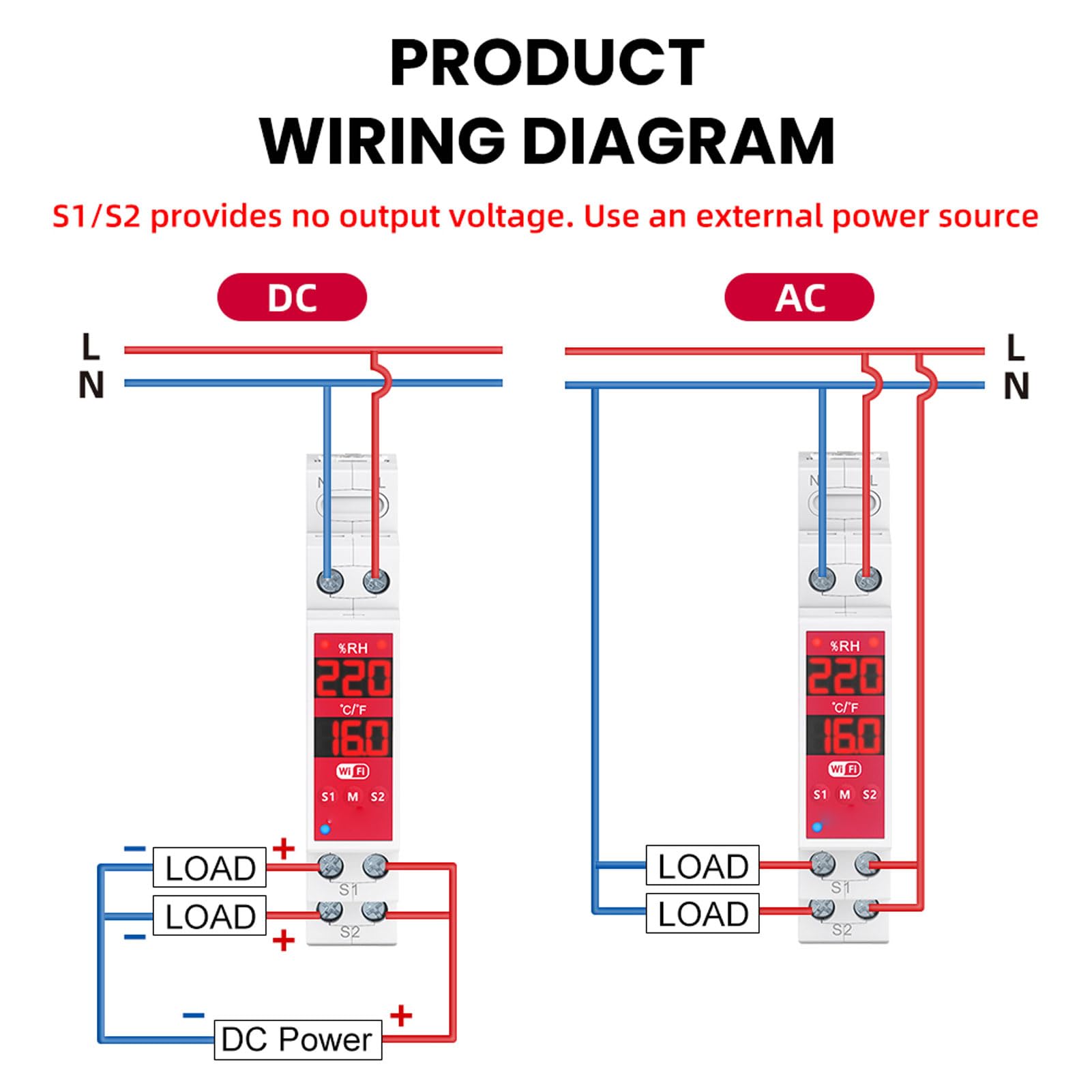 Diyeeni Preciso Interruttore Intelligente per l'umidità della Temperatura WiFi con Doppio Schermo per Incubatrice per Allevamento, ABSCurrent, IEEE 802.11b/g/n 2,4 GHz