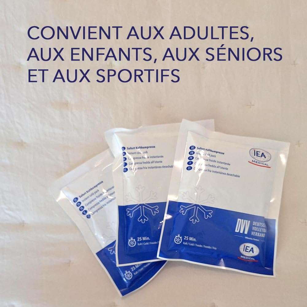 IEA Medical Lot de 10 compresses froides instantanées jetables – pour douleur, gonflement, contusions, entorses et piqûres d’insectes – pratique pour sport, maison et voyage