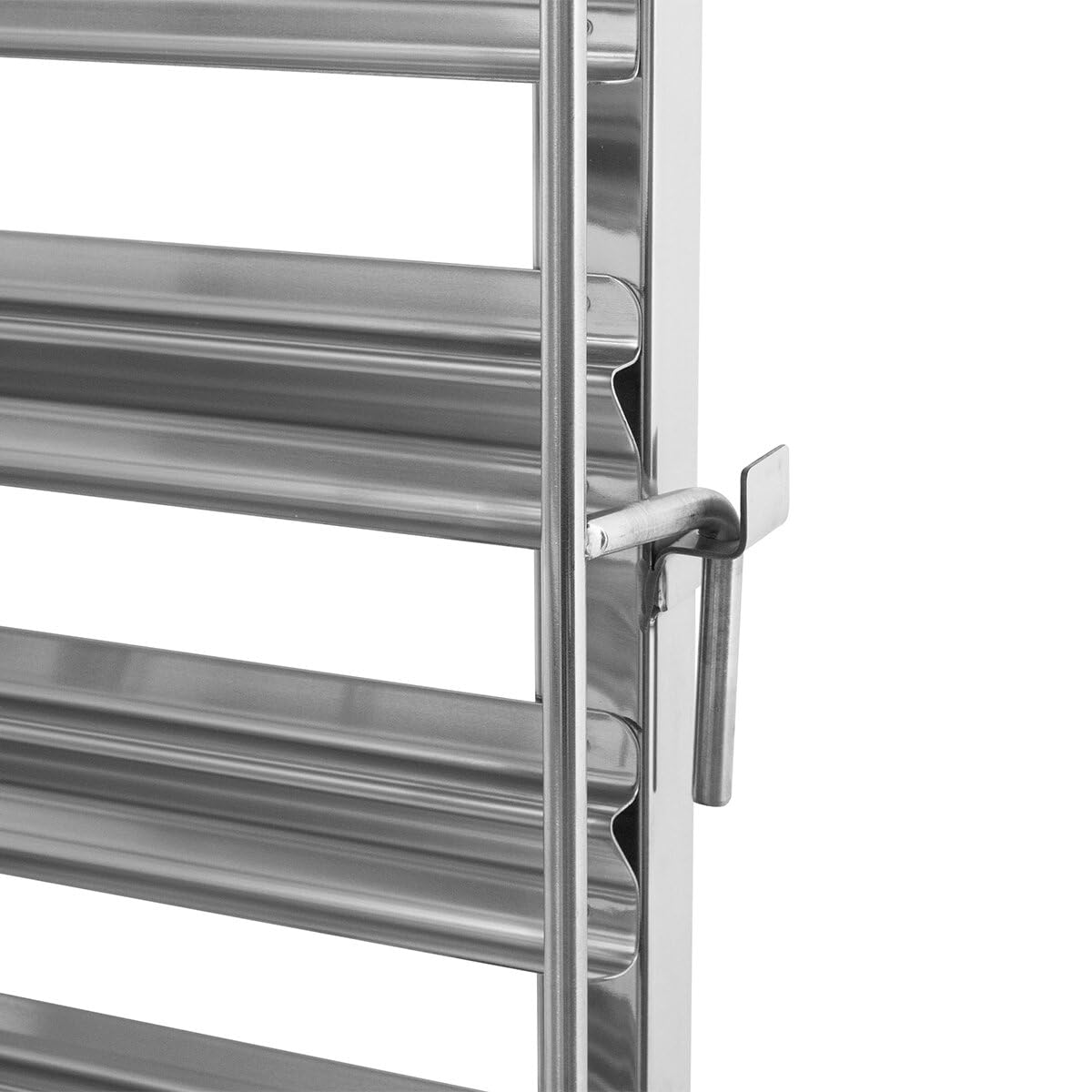 GastroHero Carrello per scaffali, carrello per vassoio, binari semplici, in acciaio inox LR-15MEN | Adatto per 15 x EN 40 x 60 cm, 15 ripiani da 30 kg ciascuno, capacità totale fino a 300 kg, 4 ruote, di cui 2 con freni