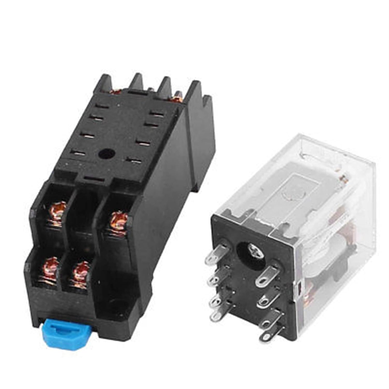 2個 HH52P-L AC 36V コイル 8 端子 35mm DIN レール 赤色ライト パワーリレー ソケット付き