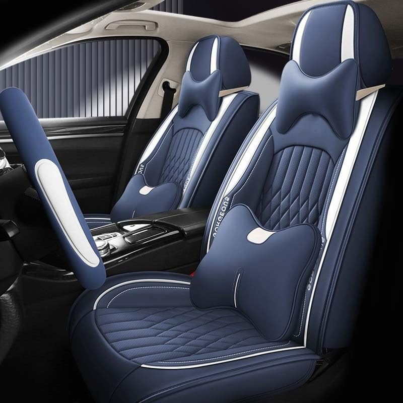 Housse de siège voiture en cuir luxe bleu pour VW Tiguan Golf