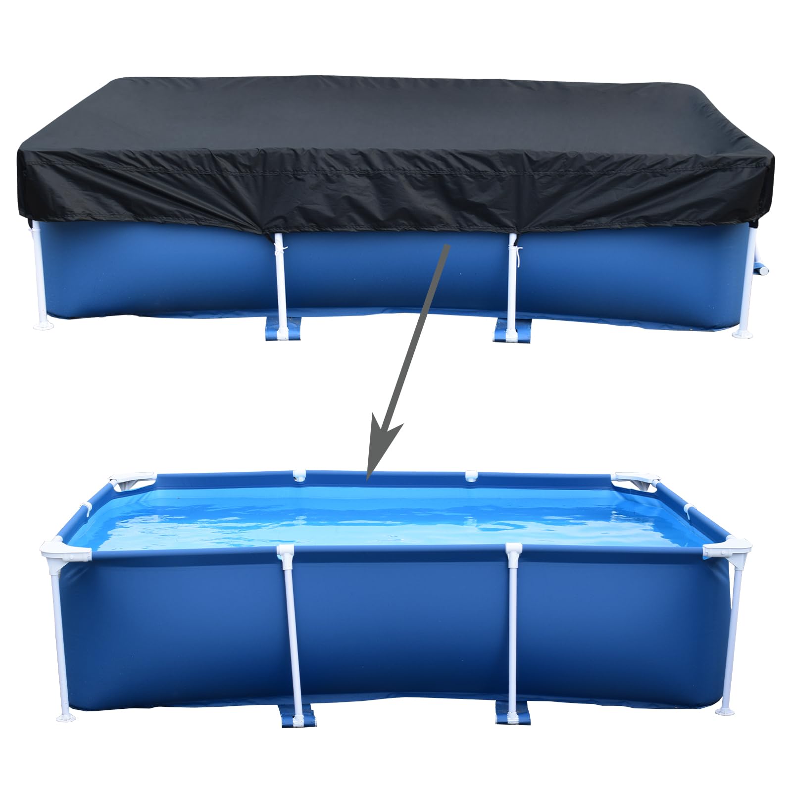 Bâche De Piscine Rectangulaire Imperméable Oxford 210D - Protection UV, Réflexion Chaleur, 259x170cm - 8