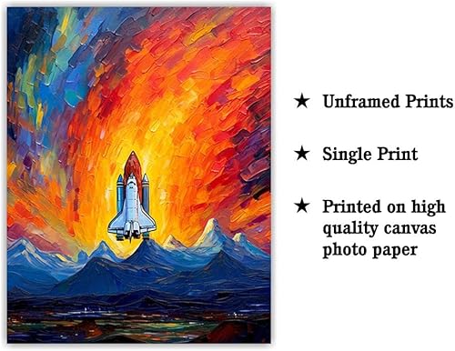 Miniatura 2 de Bestbuddy Pet 11X14 sin marco noche estrellada transbordador espacial lanzamiento de cohetes exploración espacial aventura niños niño familia