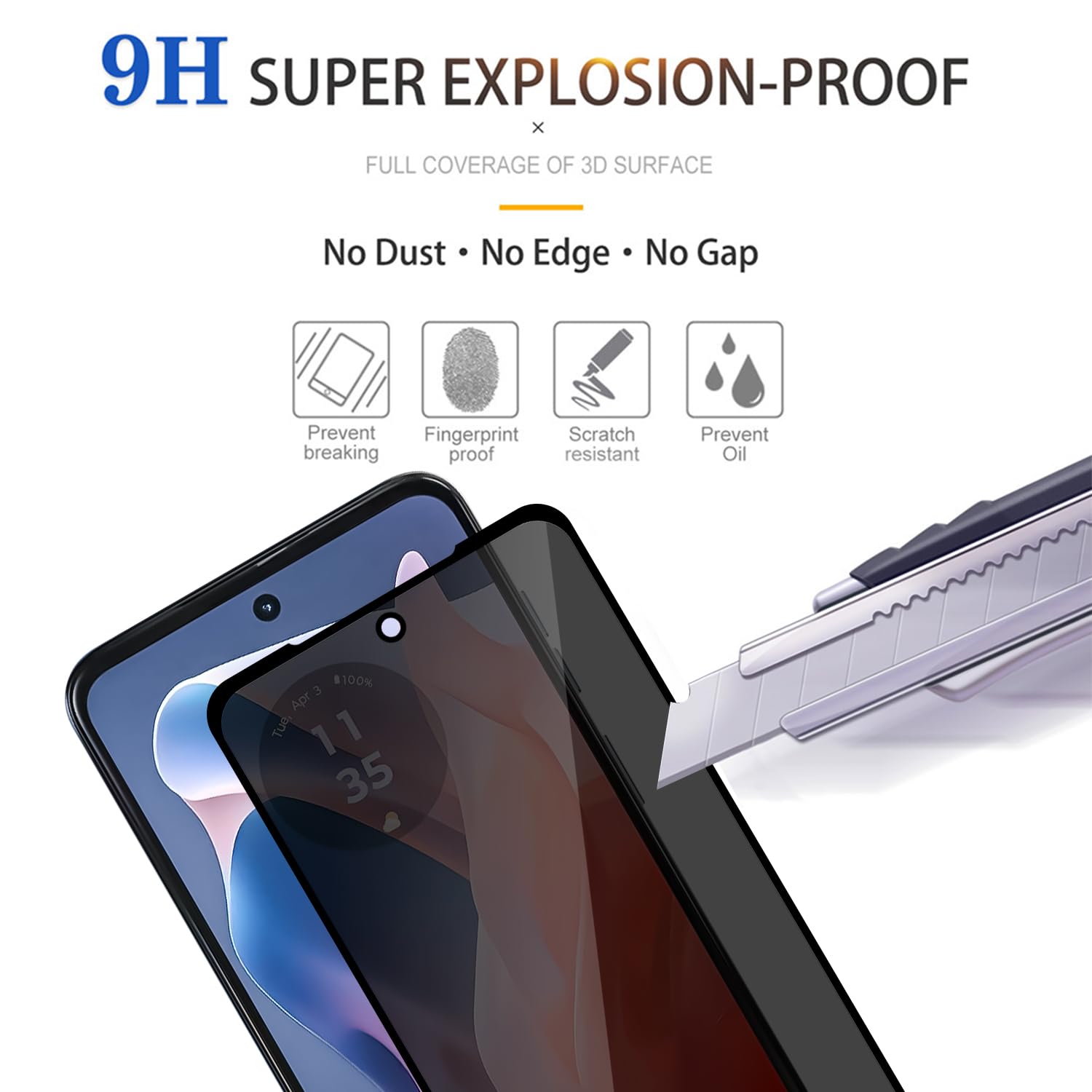 2 Pack Privacy Screen Protector For Motorola Moto G Play 2023 - Tempered Glass Anti Spy Bubble Free Protection