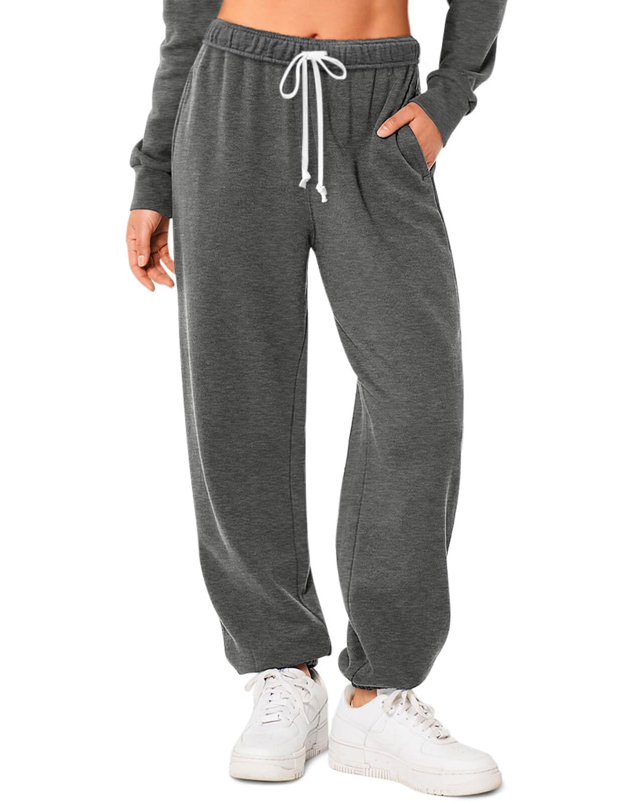 HeSaYep Women's Sweatpants Baggy Interior Drawstring High Waist Sweat Pants Cinch Bottom Jogger Pants