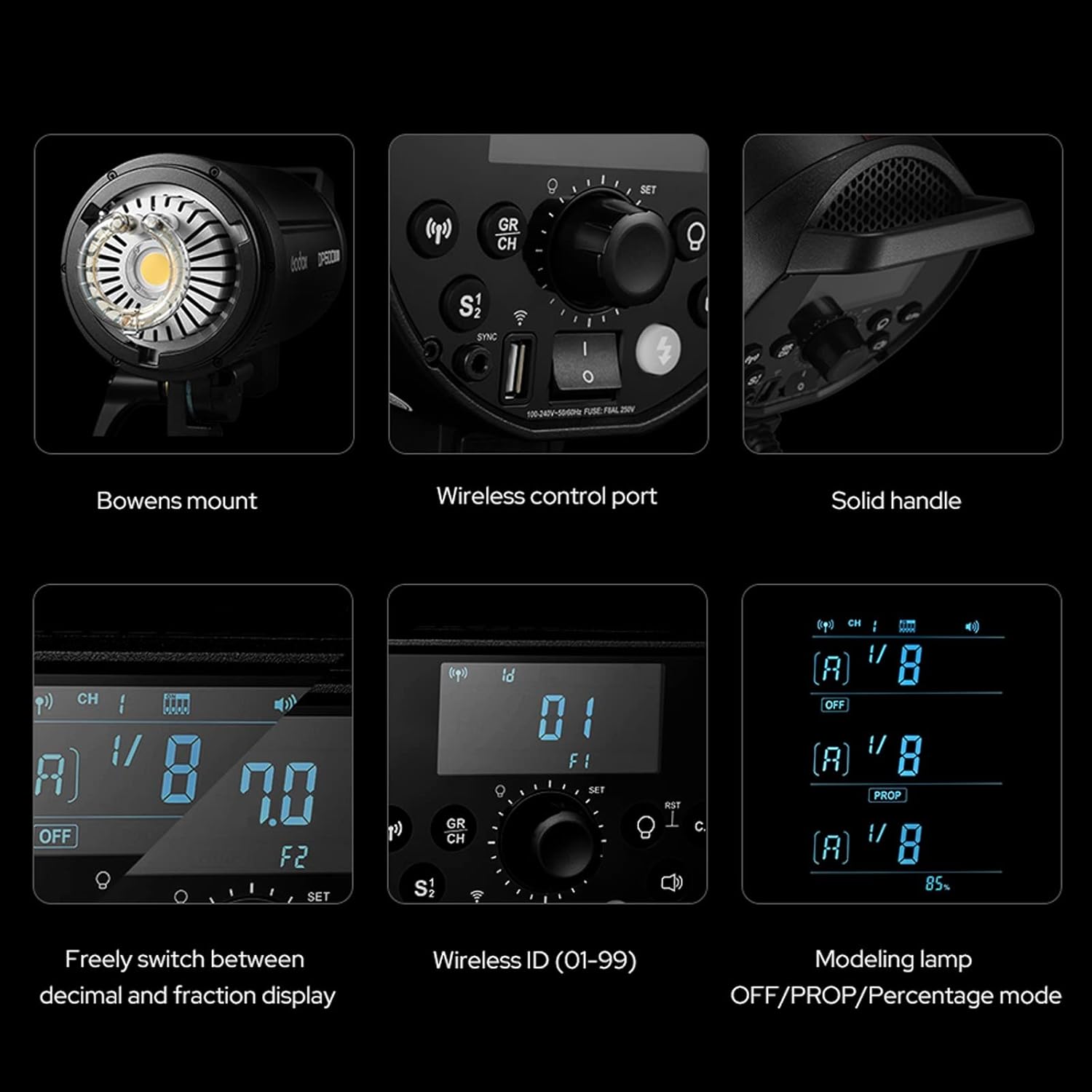 Godox DP400III-V DP400IIIV 400Ws Professional Studio Strobe Flash Light,GN87 0.1-1S Recycle Time,2.4G X System,Bowens Mount with 30W LED Modeling Lamp for Wedding Portrait Fashion Product Photography