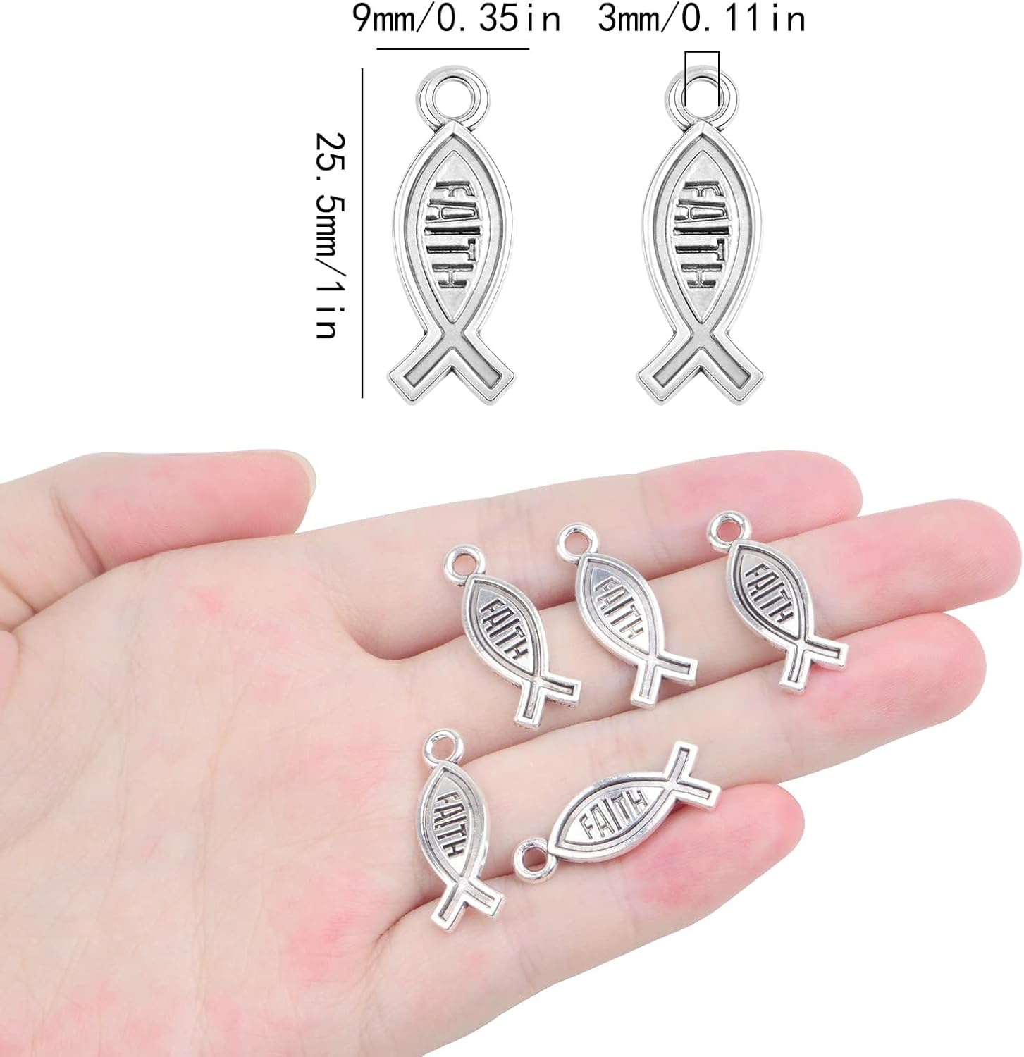 Jesus Fish Charms Tibetan Alloy Christian Fish Shaped Jesus Pendants Charms Craft Supplies for DIY Bracelet Necklace Jewelry Making Findings - Image 3