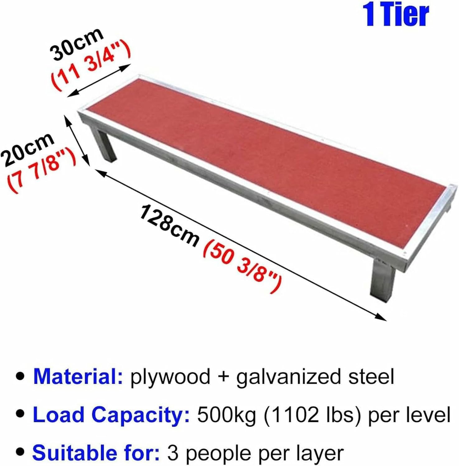 Red Choral Singing Risers with Carpet, Standing Choir Platform 1 2 3 Level, Choral Music Show Staircase Steps, Theatres Tiered Seating Bleachers