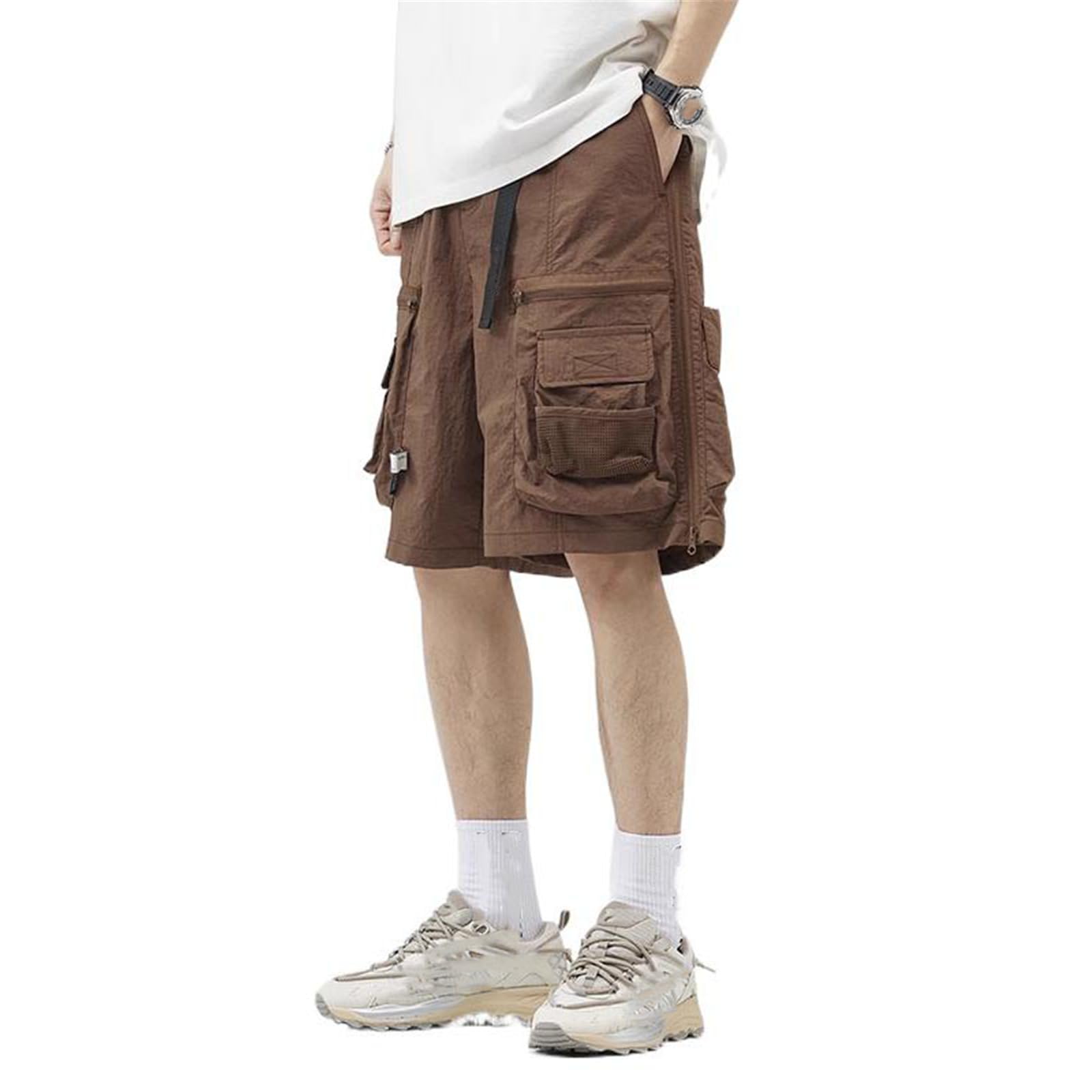 Mens Shorts Coffee Workwear Summer Ice Silk Casual Large Size Lightweight Athletic Short for Men