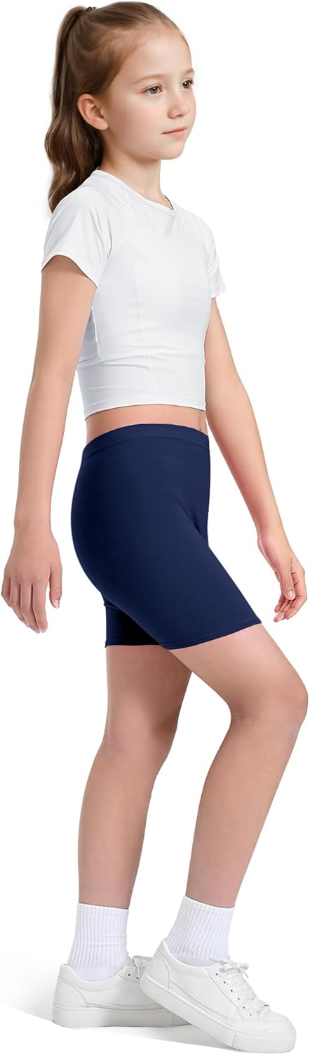 KEREDA Girls Bike Shorts Cotton Cartwheel Dance Under Dress Shorts for Kids 3 Pack - Image 4