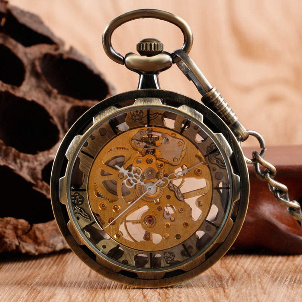 Montre de poche pour cadeau de Noël pendentif vintage en cuivre et or