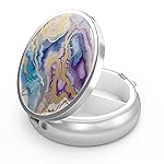 Pill Box 3 Compartment Medicine Pill Case Portable for Pocket or Purse Pill Boxes Decorative Metal Medicine Vitamin Organizer Unique Gift(Abstract Marble)