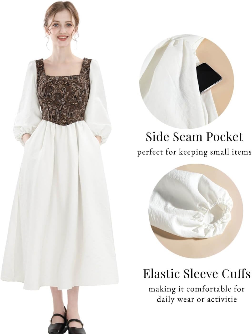 Nuoqi Renaissance Dress Women Victorian Dress with Medieval Corset 2 Piece Set 1800s Costume - Image 4