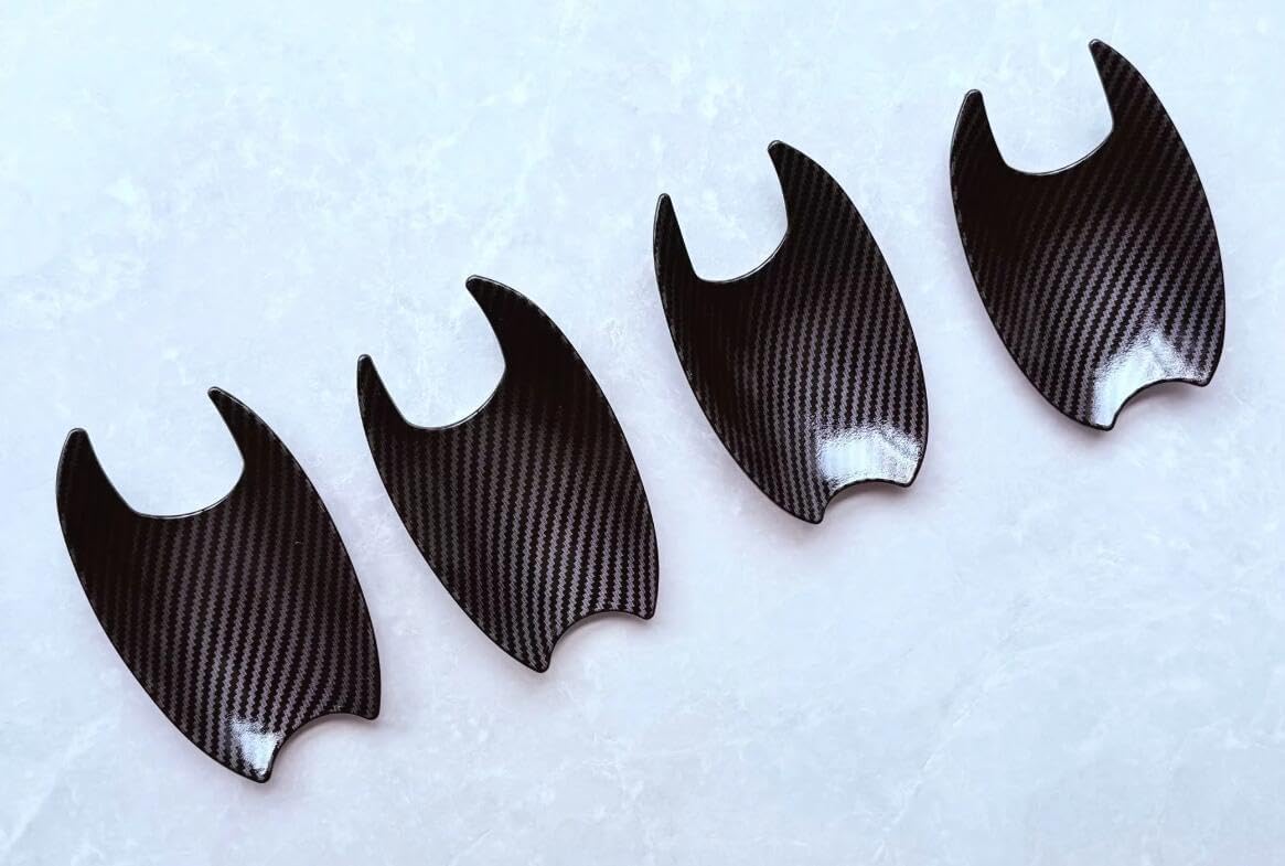 Carbon Fiber Style 4 Door Side Door Handle Molding Cover and Cup Bowl Combo Trim Emblems Compatible for Mazda CX-70 2025-2026