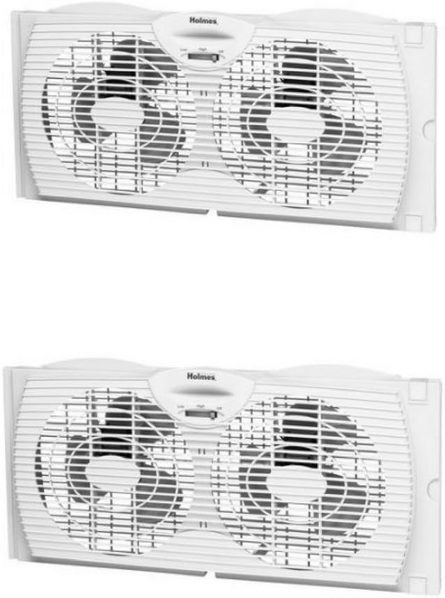 Holmes HAWF2021-WMUM Dual Blade Twin Window Fan 6" blades Slim Design set of two