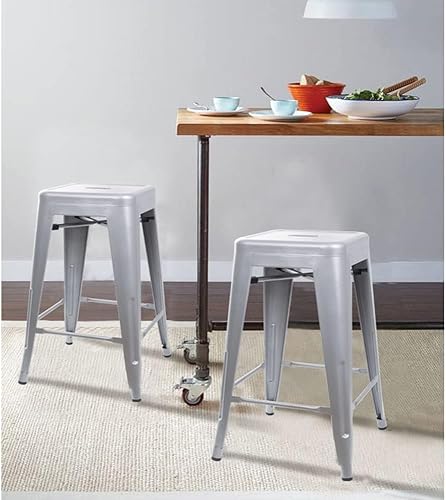 Miniatura 251 de GIA Taburete de mostrador sin respaldo de 24 pulgadas, cantidad de 4, bronce con asiento de madera clara Negro -,Café,Gris,gris, (Gun