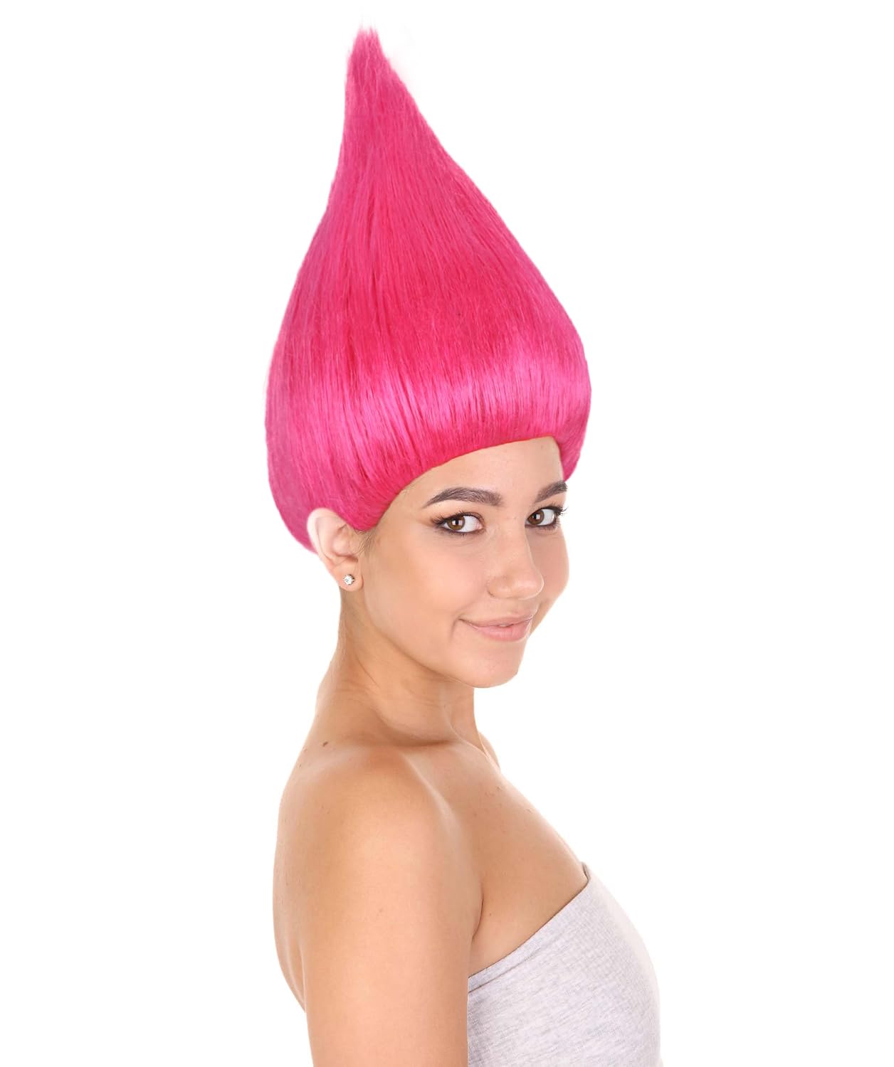 Unisex Teens Troll Wigs Collections | Synthetic Fiber Costume Wig for Men and Women | Capless Cap Halloween Colorful 80s Wigs | Trolls TV Movie Cosplay Costume Accessories - Neon Pink