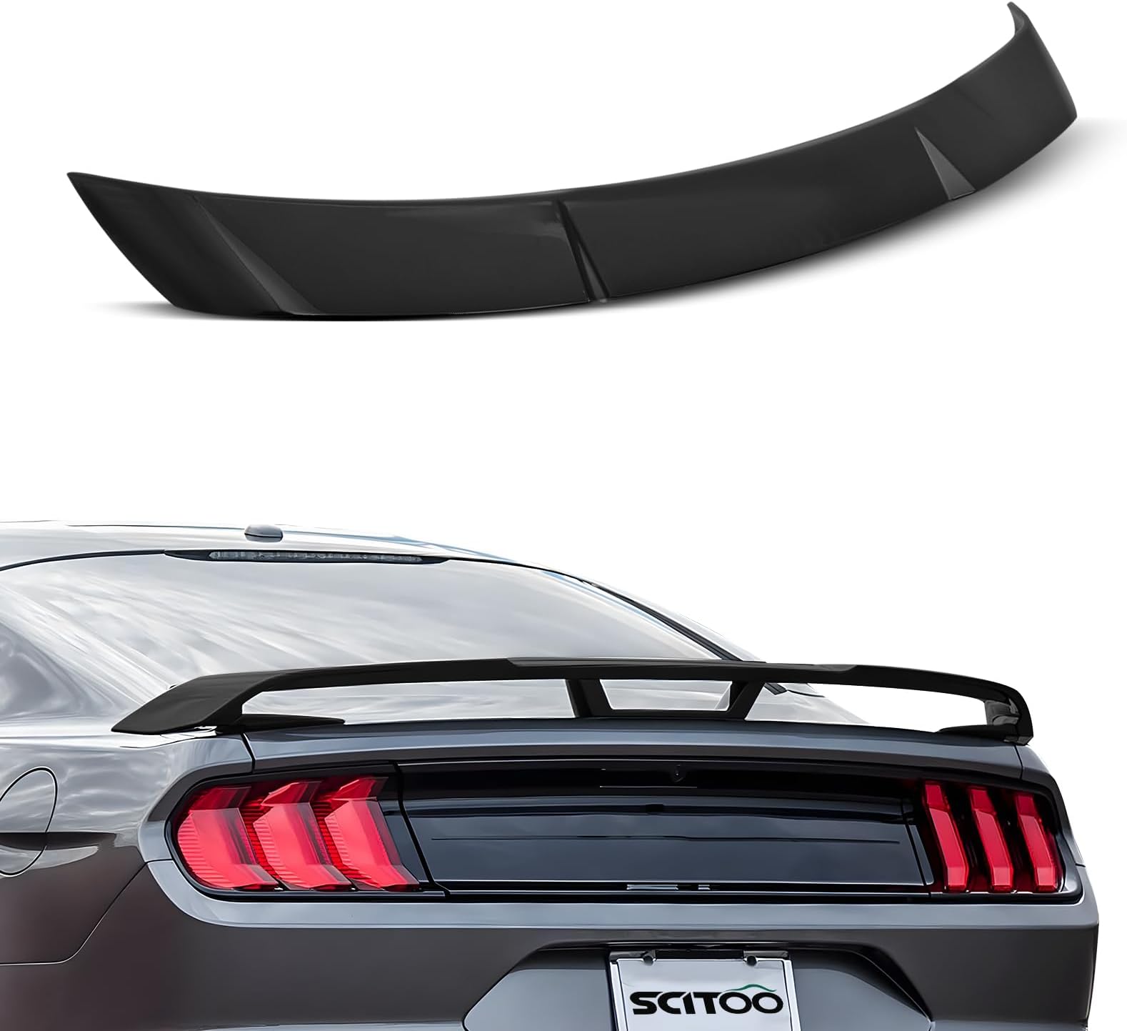 SCITOO Spoiler Wing Fits for 2015-2020 for Ford Mustang Coupe Glossy Black GT Style Rear Trunk Spoiler Wing