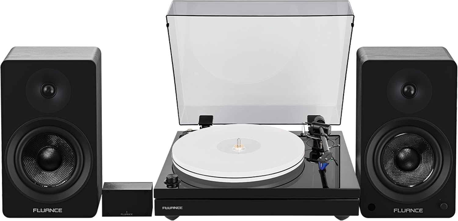 RT87 Reference High Fidelity Dual-Plinth Turntable (Piano Black), Ai61 Powered Speakers (Black Ash), PA10 Phono Preamp