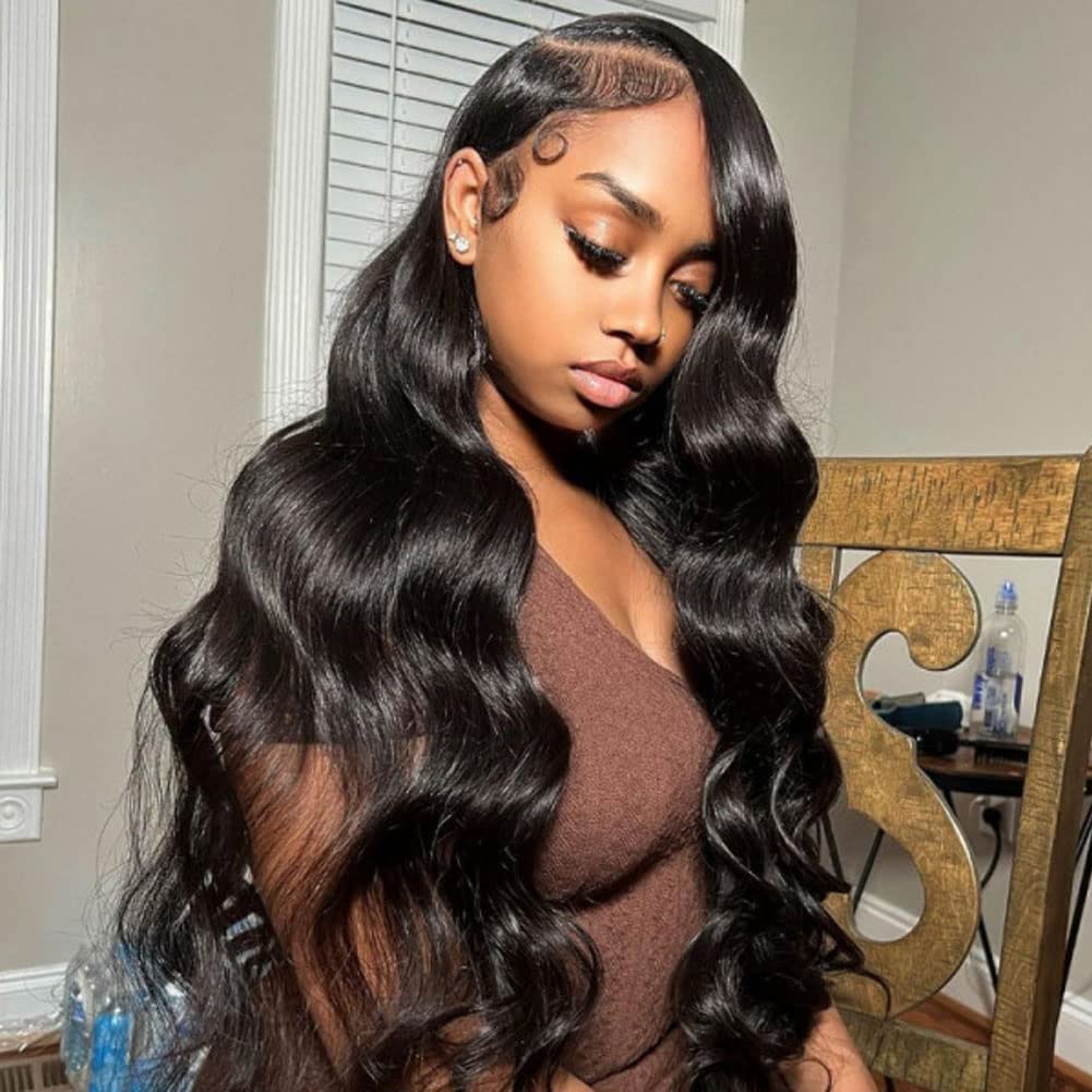 30Inch 13x6 HD Lace Front Wig - 200% Density Body Wave Human Hair - Pre-Plucked Glueless Virgin Hair, Natural Look