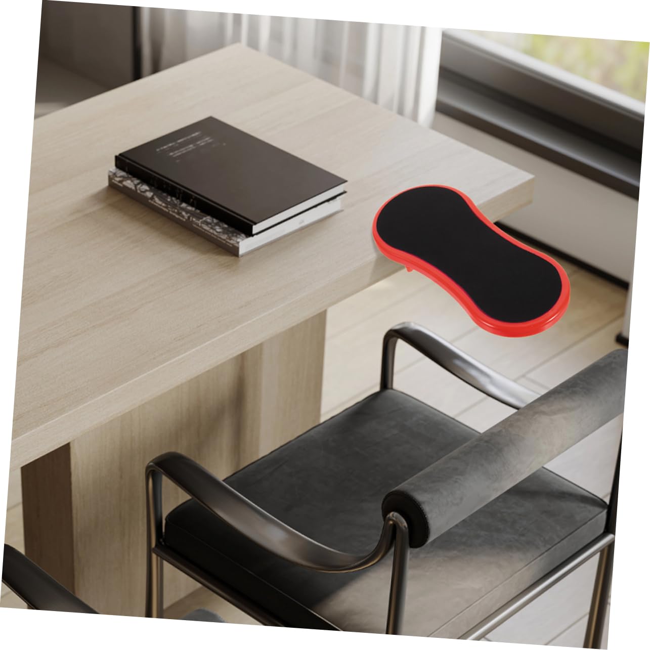 jojofuny 2 Pezzi Poggiapolsi Ergonomico da Scrivania in Gomma e Cotone, Design Leggero Portatile, Supporto per Polso Ufficio e Viaggio Rosso