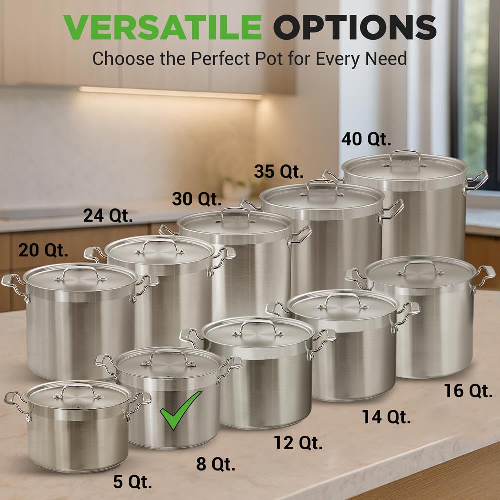 NutriChef Pentola in acciaio inox da 7,6 l, per induzione – Pentola compatta con coperchio per singole e piccole famiglie, lavabile in lavastoviglie e salvaspazio, ideale per pasta, zuppe e pasti