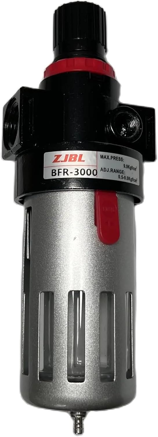 BFR- 1/4" 3/8" 1/2" Silver Aluminum Compressed Air Oil Pneumatic Filter Pressure Regulator with Fttings(3/8")