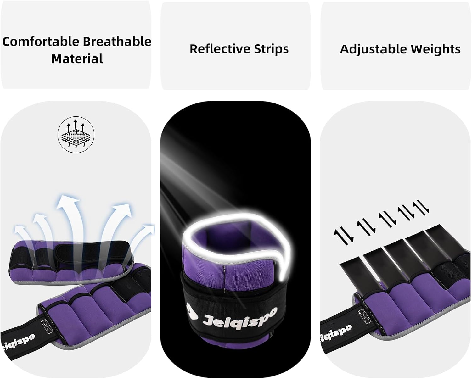 Adjustable Ankle Weights 1 Pair 2/4/6/8/10 LBS Wrist Leg Arm Weights for Women Men Kids,Strength Training with Removable Weight for Fitness Gym Workout Running Walking - Image 3