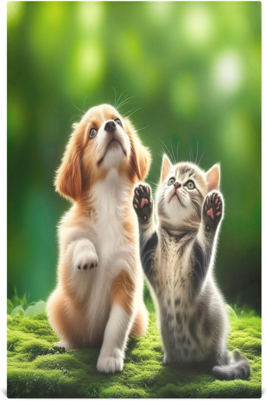 Cute Playful Puppy Kitten Kitchen Towels Large, 28x18 Inches Absorbent Kitchen Decor Towels, Set of 6