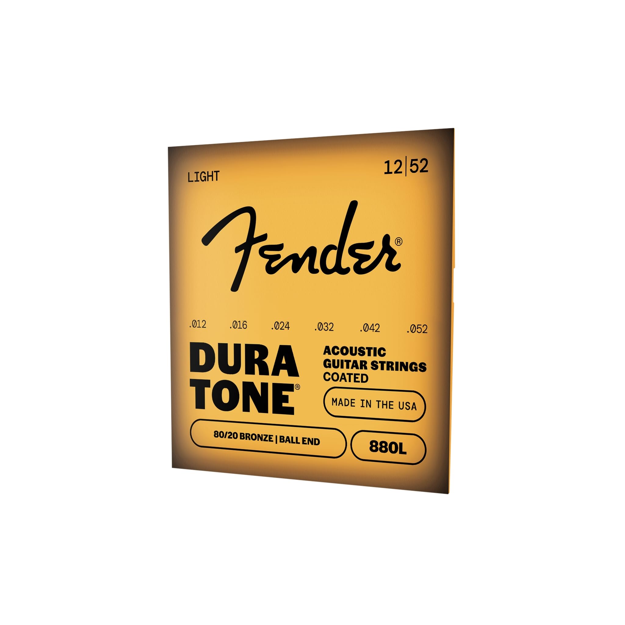 Fender Dura-Tone 80/20 Bronze Coated Acoustic Guitar Strings, Light Gauge .012-.052, Model 880L, Model 0730880303 1