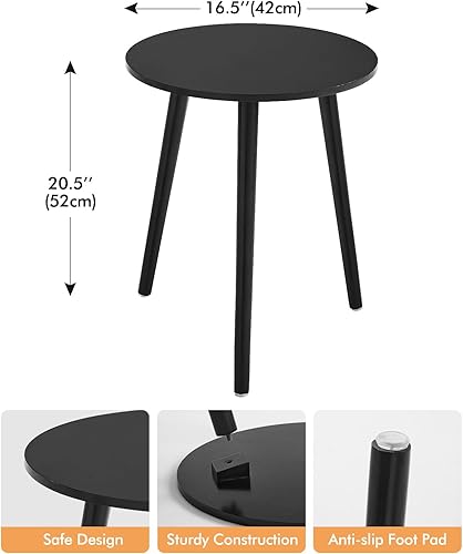 Miniatura 54 de Apicizon Juego de 2 mesas auxiliares redondas, mesa auxiliar blanca para sala de estar, dormitorio, espacios pequeños, mesa auxiliar Morden Oro,1