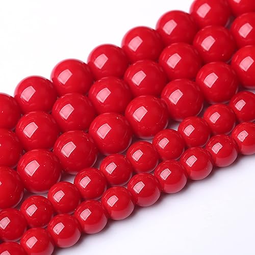 Miniatura 2 de 45 cuentas de vidrio rojo de 0.315 in para fabricación de joyas, redondas, sueltas, espaciadoras, piedras curativas, cuentas de piedra para hacer