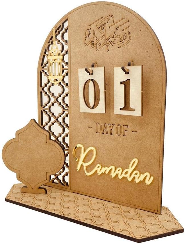 Ramadan Advent Calendar Wooden Countdown Calendars Decorations for Home, 30 Days Til Eid, Ramadan Gift for Kids, Ramadan and Eid Decor