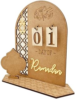 Ramadan Advent Calendar Wooden Countdown Calendars Decorations Ornament 30 Days Til Eid, Ramadan Gift for Kids Ramadan And Eid Decor