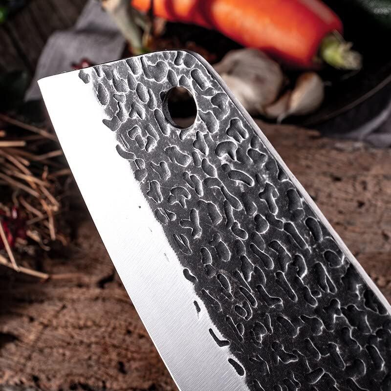 Meat cleaver, 7.5inch Forged slicing kitchen knife manual hammering process black chicken wing handle sharp 5Cr15 stainless steel meat cleaver Cleaver Knife