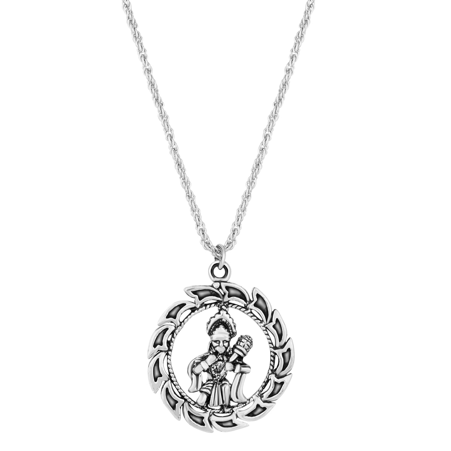 mahi Bajrangbali Pavanputra Hanuman Oxidised Pendant with Rope Chain for Men and Women (PS1101808R)-picture-11
