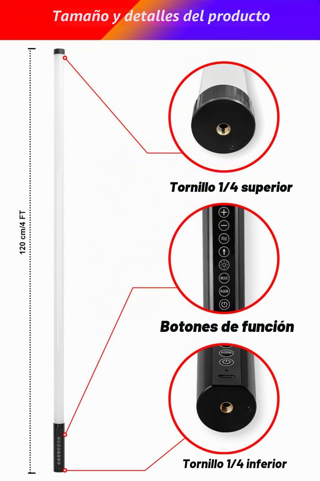 Juego de 6 luces de tubo RGB portátiles con estuche, 5000 mAh, funciona con pilas, luces de neón, para estudio de vídeo, fotografía, baile, fiesta, escenario, iluminación de cabina de fotos