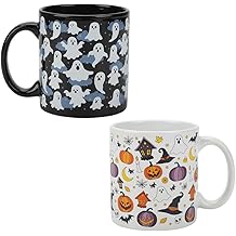 Bioworld Halloween Ghosts &amp; Scary Icons 2-Pack 16 Oz Ceramic Mugs
