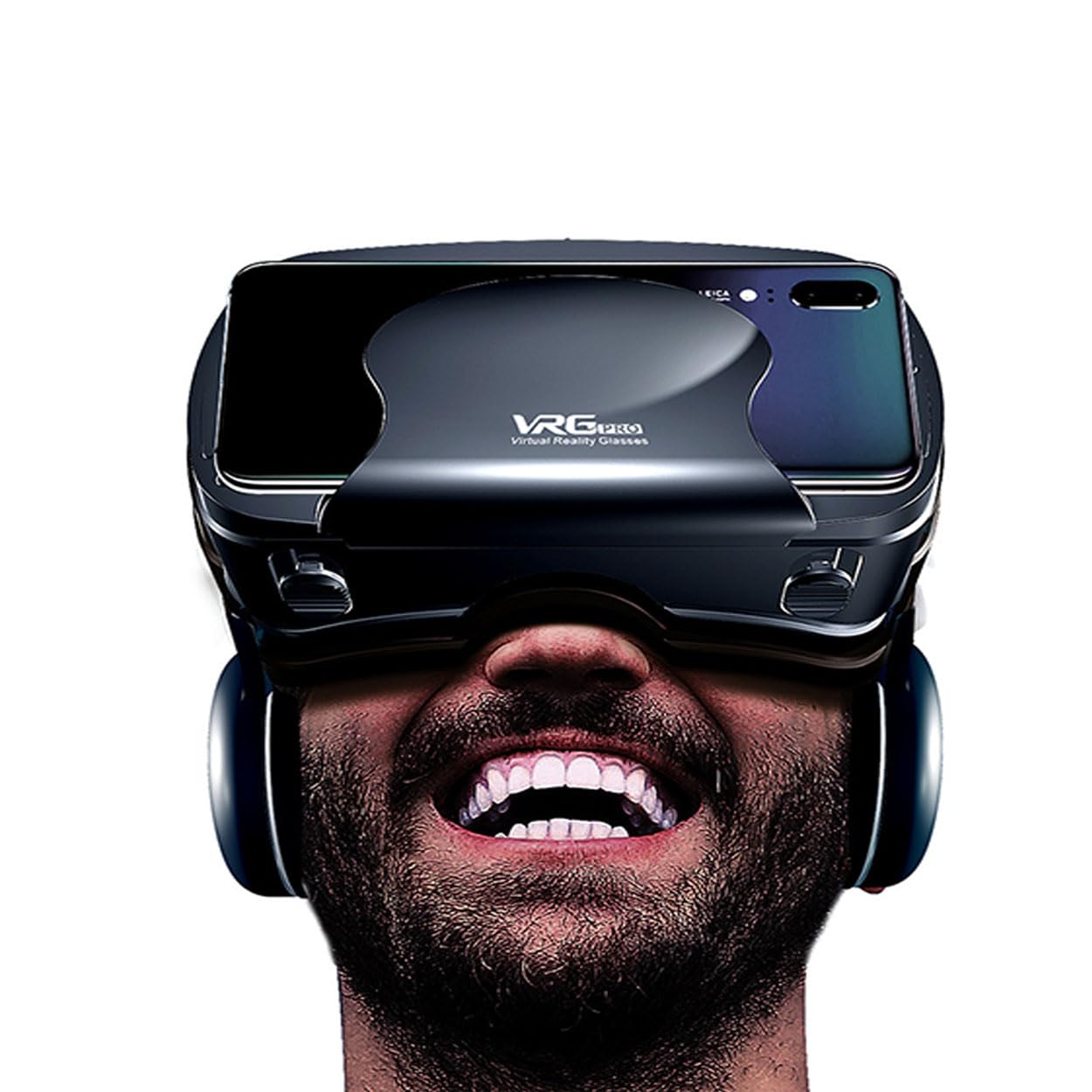 Occhiali per realtà virtuale 3D versione audio e video, cuffie grandi, occhiali VR integrati per regalo teatrale per telefono cellulare