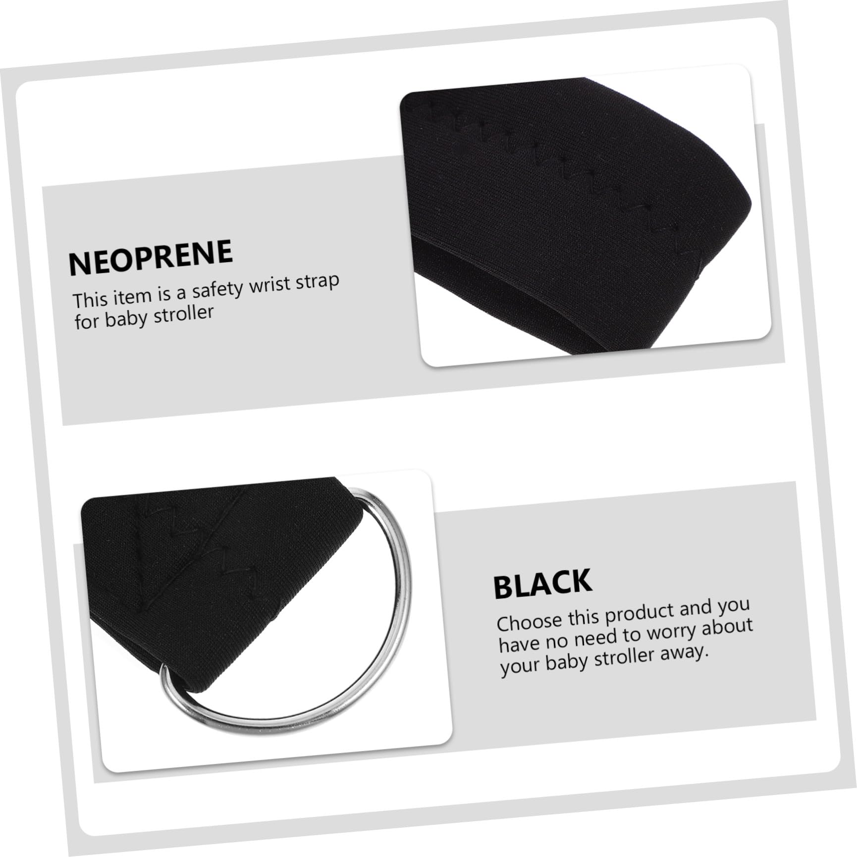 Pulsera de Seguridad para Carrito y Cochecito, Neopreno Negro